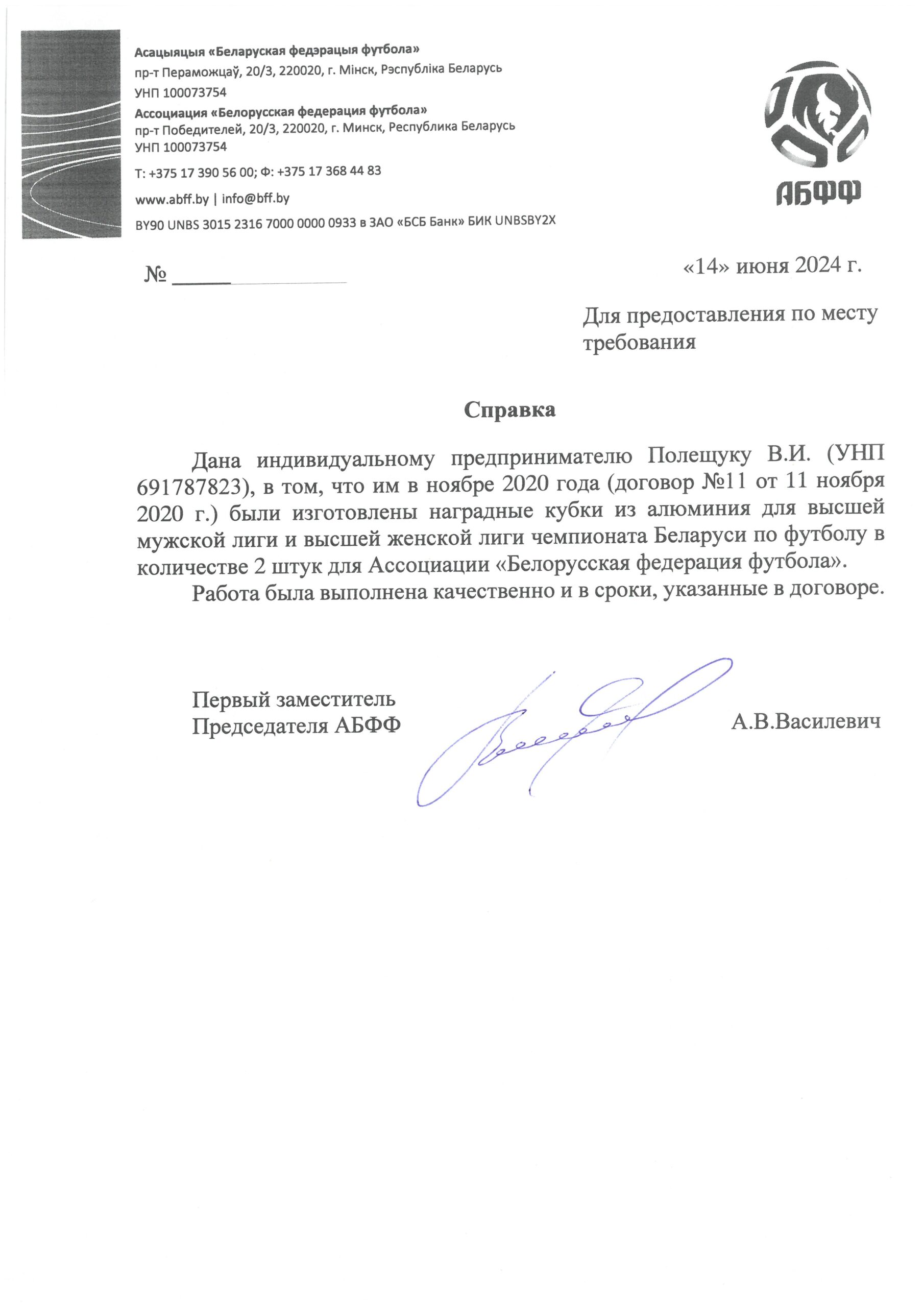 Полный отзыв — А.В. Василевич